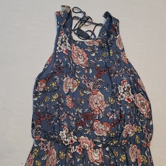 Loft dress floral sleeveless open back full skirt - Picture 3 of 10